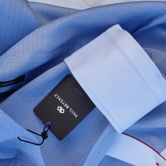 Paul Betenly Men's Classic Fit Lt. Blue Luxury dDess Shirt - Picture 17 of 17